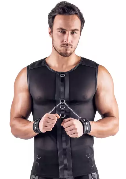 Läpinäyttävä hihaton paita. Bondage henkinen vaate. - Miesten asut - L216199017 - 1