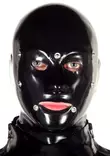 Lateksihuppu miehell=C3=A4. Silmat ja suu n=C3=A4kyv=C3=A4t. Metallise=
t nepparit silmien v=C3=A4liss=C3=A4, ohimoilla, poskip=C3=A4ill=C3=A4=
 sek=C3=A4 suupieliss=C3=A4. - Lateksi Huput ja Naamiot - 5976000 - 1