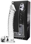 Lasidildo on peniksen muotoinen ja kiveksillä. lasidildon pinta juomutettu - Dildot ja Tekopenikset - 8435566042270 - 1