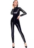Nainen poseeraa yll=C3=A4=C3=A4n musta, ihonmy=C3=B6t=C3=A4inen haalar=
i. - PVC Housut, Kissapuvut ja Bodyt - L285150410 - 1