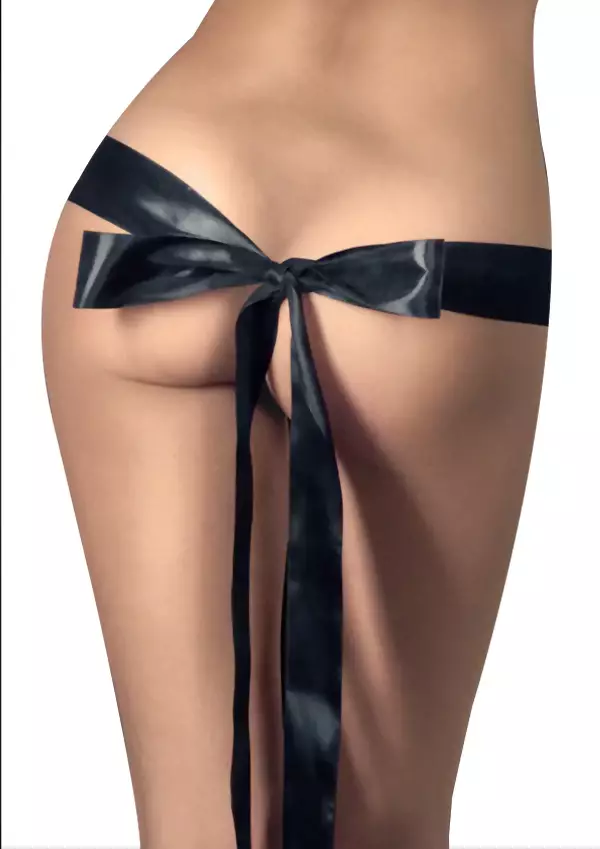 Musta silkkiliina somittu rusetille naisen pepun ympärille - Käsiraudat, Kahleet ym. - 8714273797360 - 1