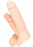 Dildo on asetettu tekopeniksen yläpuolelle ja penisrengas menee kivesten takaa - Anustapit - 4024144120451 - 3