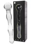 Puikkomainen lasidildo, jossa aaltoileva varsi. Pallomainen kahva. - Dildot ja Tekopenikset - 8435566042171 - 1