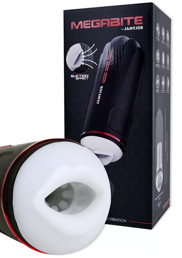 Suihinottokone, jossa avoin suu ja nystyr=C3=A4t sis=C3=A4ll=C3=A4. - Motoroidut masturbaattorit - 8435565950941 - 1