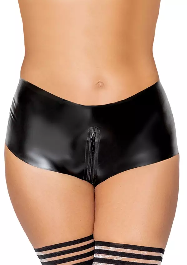 Mustat LateX Hotpants - Lateksi Housut - L12062301 - 1