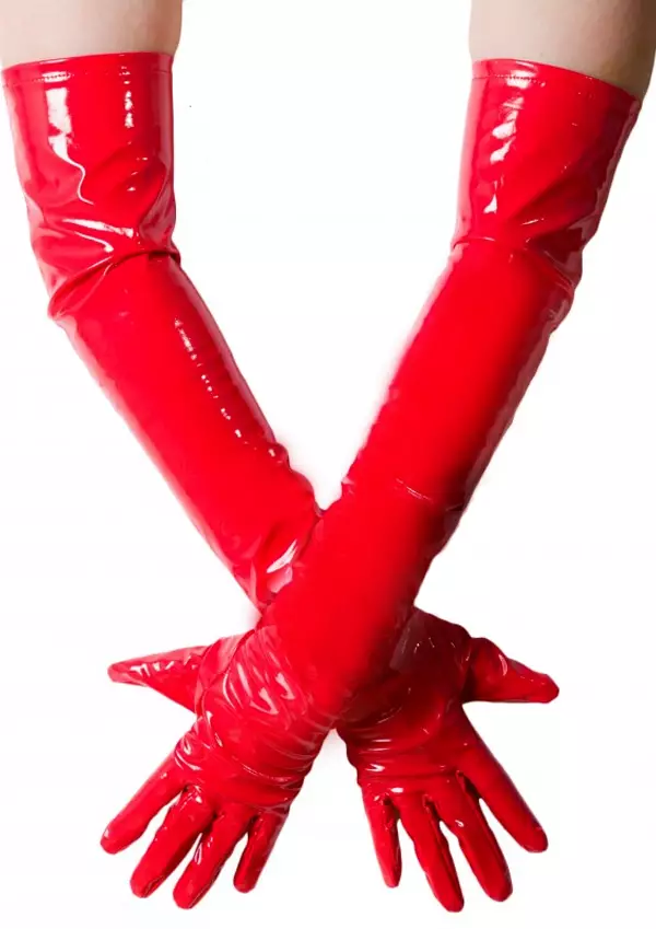Pitkät, punaiset käsineet ylettyvät olkavarren puoleen väliin. - PVC Unisex Asusteet - L01121701 - 1