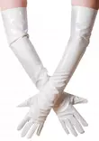 Pitkät, valkoiset käsineet ylettyvät olkavarren puoleen väliin. - PVC Unisex Asusteet - L01121702 - 1