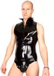 Miehell=C3=A4 lateksinen body. Hihaton ja pystykaulun. Edess=C3=A4 ole=
va vetoketju on hieman avoinna. - Lateksi Catsuitit ja Bodyt - LA1213 - 1