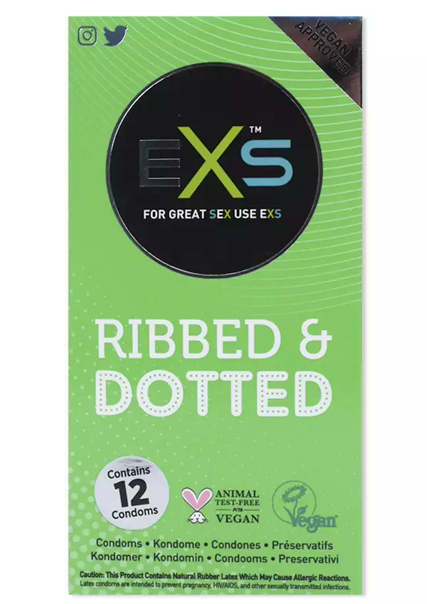 EXS Ribbed Dotted Kondomit 12kpl - Kondomit - 5027701000233 - 1