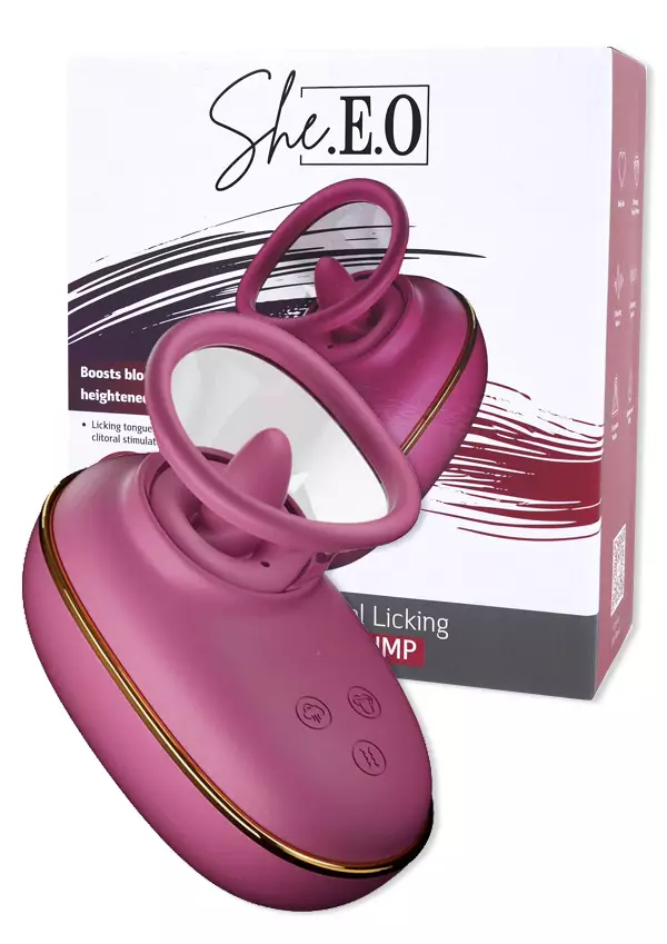 Klitorispumppu, kämmeneen mahtuva moottori ja pieni kuppi, jonka sisällä kieli - Klitoriskiihottimet ja Muut Hierojat - 8713221844163 - 1