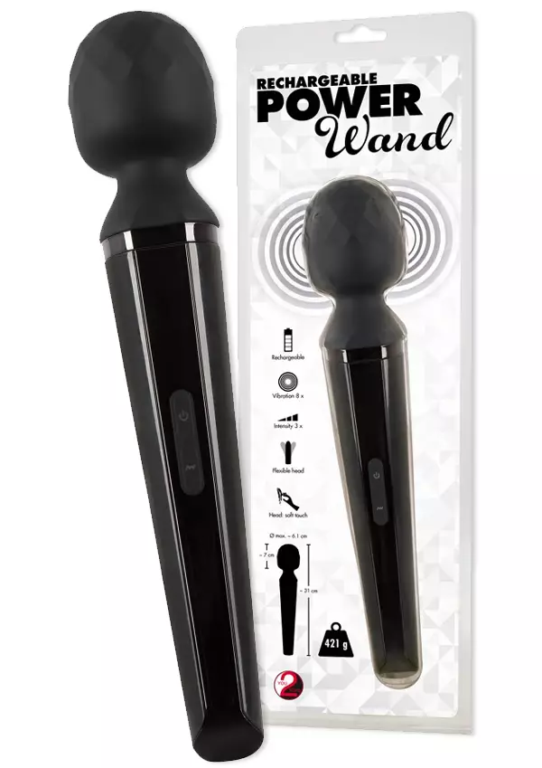 Power Wand Ladattava Vibraattori Musta - Vibraattorit - 4024144607433 - 1