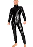Musta lateksihaalari miehell=C3=A4. Pitk=C3=A4t hihat, pystykaulus ja =
avoimet jalkater=C3=A4t - Lateksi Catsuitit ja Bodyt - LA1194 - 1