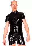Miehell=C3=A4 lateksi haalari, jossa lyhyet hihat ja lahkeet ulottuvat=
 reiden yl=C3=A4osaan - Lateksi Catsuitit ja Bodyt - LA1214 - 1