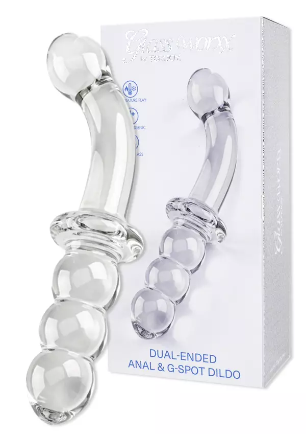 Lasidildo, jossa toisessa päässä helmet ja toisessa päässä pallomainen kärki - Dildot ja Tekopenikset - 8713221845344 - 1