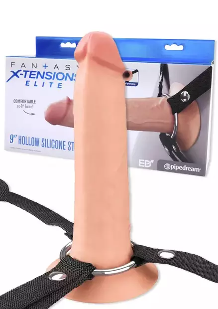 Potenssituki näyttää aidolta penikseltä. Kiinnitetään metallirenkaan ja hihnojen avulla kehoon. - Penisjatkot, Holkit ja Potenssituet - 603912777765 - 1