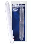 Kirkas dildo, jossa terska molemmissa päissä. Pinnalla juomuja. - Dildot ja Tekopenikset - 4024144514816 - 1