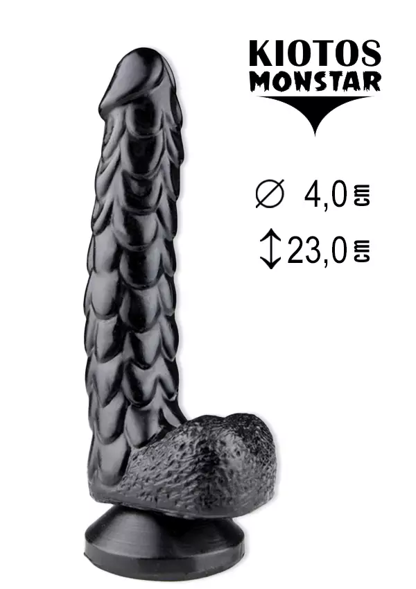 Musta, pitkä dildo. KIvekset ja pohjassa imukuppi. - Anustapit - 8720246441116 - 1