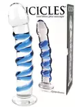 Lasidildo, jonka pinnalla sininen, kohollaan ovela spiraali kuviointi. - Dildot ja Tekopenikset - 603912279467 - 1