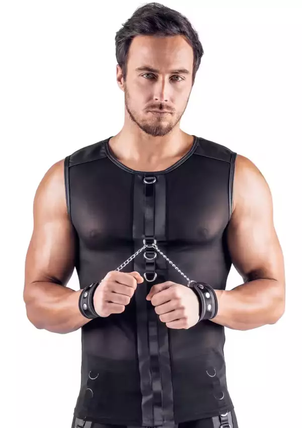 Läpinäyttävä hihaton paita. Bondage henkinen vaate. - Miesten asut - L216199017 - 1