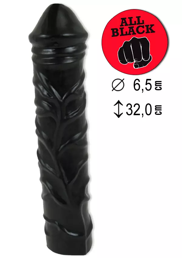 Iso musta dildo on suora ja tehokkaasti kuvioitu. - Dildot ja Tekopenikset - 5420044200597 - 1
