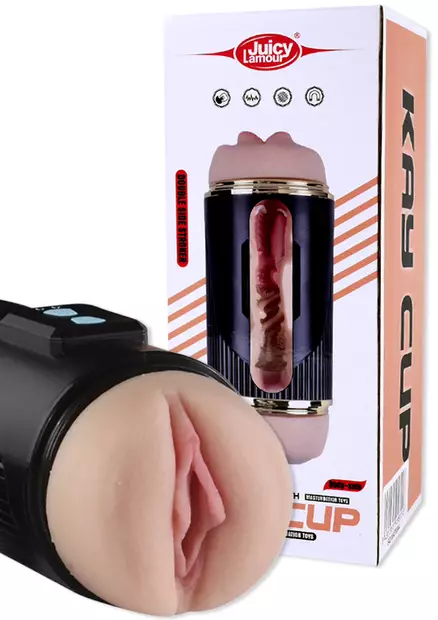 Masturbaattorin vagina ja takana myyntipakkaus - Motoroidut masturbaattorit - 8435565958558 - 1
