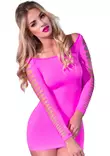 Neonpinkki, todella lyhyt mekko. Hihoissa aukkoja koko matkalla - Babydoll, Mekot ja Hameet - 5902014020218 - 1