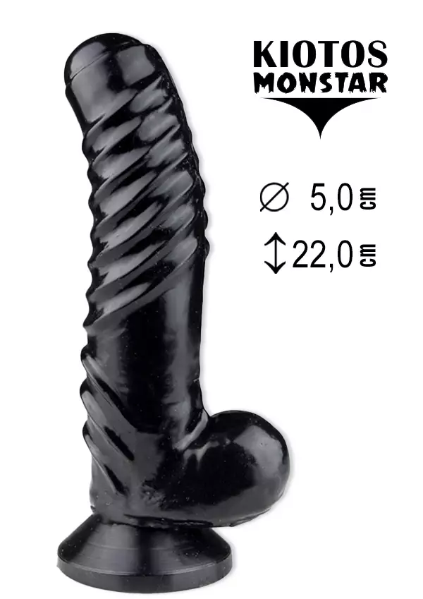 Musta dildo, jonka pinnalla voimakas kuviointi - Anustapit - 8720246441178 - 1