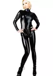 Lateksi catsuit pitk=C3=A4t hihat, avoimet jalkater=C3=A4t ja pystykau=
lus - Lateksi Catsuitit ja Bodyt - LA3069 - 2