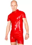 Miehell=C3=A4 lateksi haalari, jossa lyhyet hihat ja lahkeet ulottuvat=
 reiden yl=C3=A4osaan - Lateksi Catsuitit ja Bodyt - LA1214P - 1